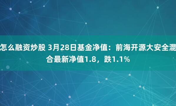 怎么融资炒股 3月28日基金净值：前海开源大安全混合最新净值1.8，跌1.1%